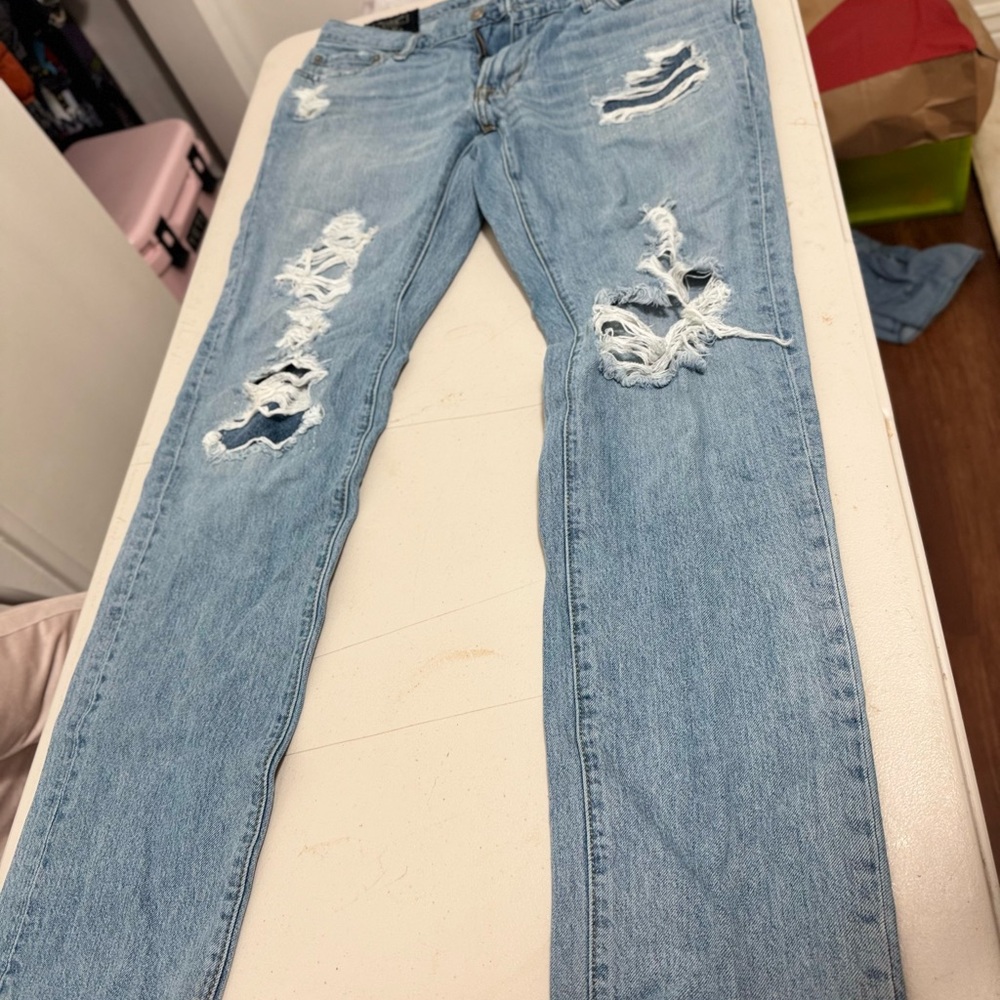 Bundle 4 Abercrombie & Fitch Men's Distressed Light Blue Skinny Jeans